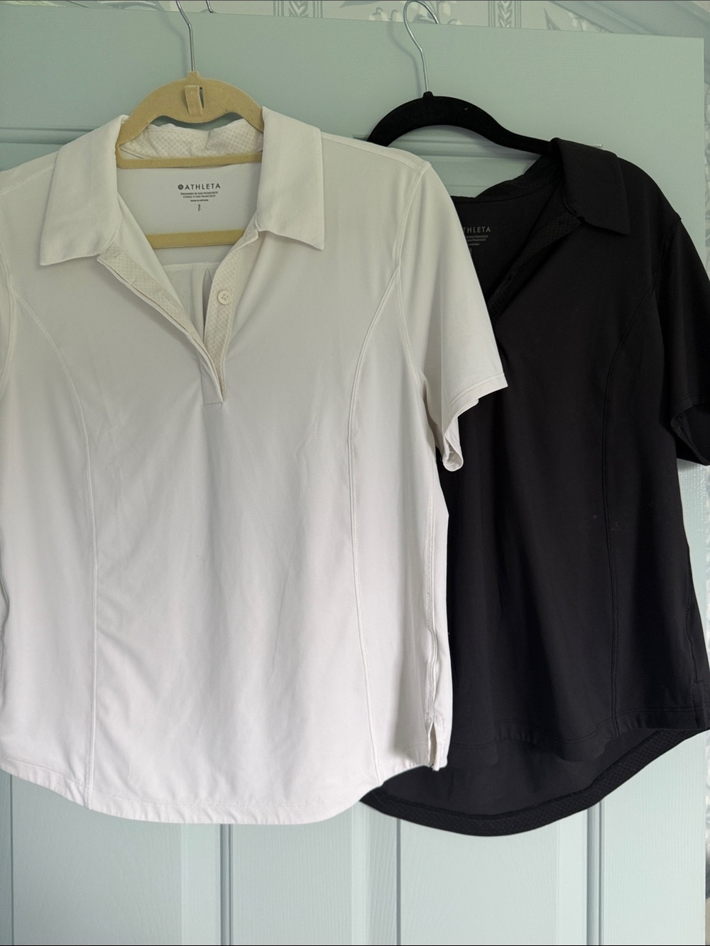 Athleta Short-Sleeve Polo Tops in White and Black